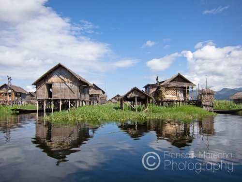 The people of Inle Lake are predominantly Intha. They live in numerous small villages along the lake's shores, and on the lake itself in simple houses of wood and woven bamboo on stilts.