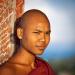 Novice monk in the late afternoon sun